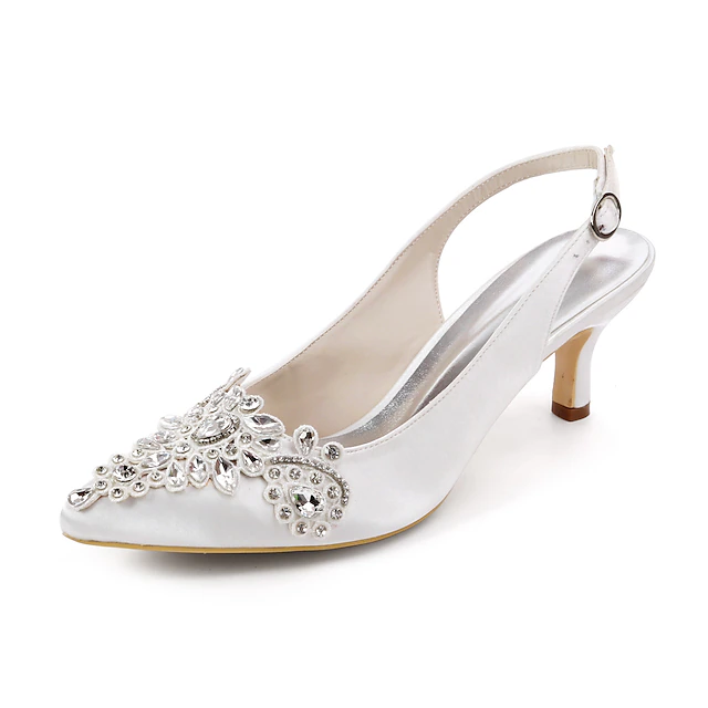 Women's Wedding Shoes Pumps Bling Bling Slingback Bridal Shoes ...