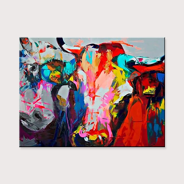  Freehand Abstract Painting Oil Painting of Animals Popular Pop Art Cattle Large Size Frameless Painting Rolled Without Frame