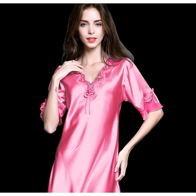 Womens Clothing Womens Sleep & Lounge | Womens Gift Pajamas Nightgown Home Christmas Party Daily Vintage Style Pure Color Satin 