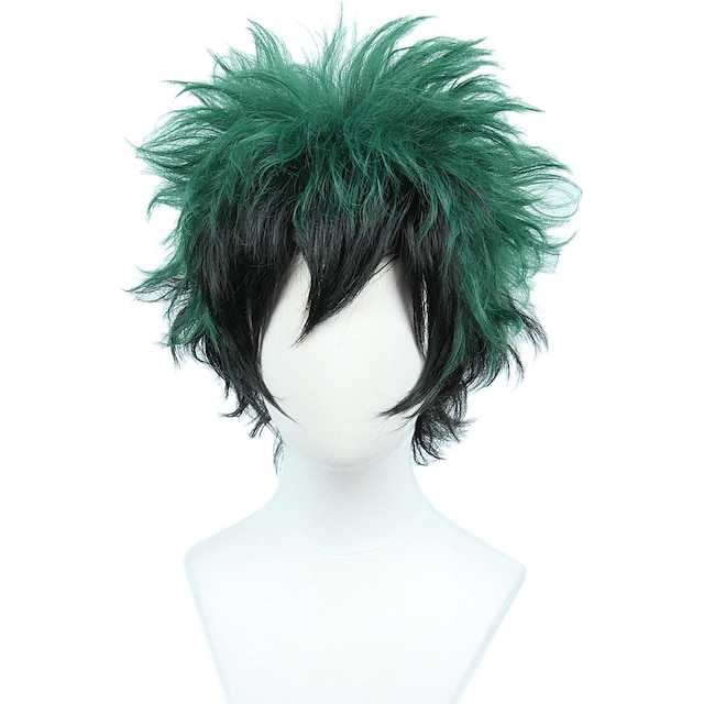 Beauty & Hair Wigs & Hair Pieces | Deku Cosplay Costume Wig Synthetic Wig Loose Curl Wig Short Black / Green MHA Cosplay My Hero