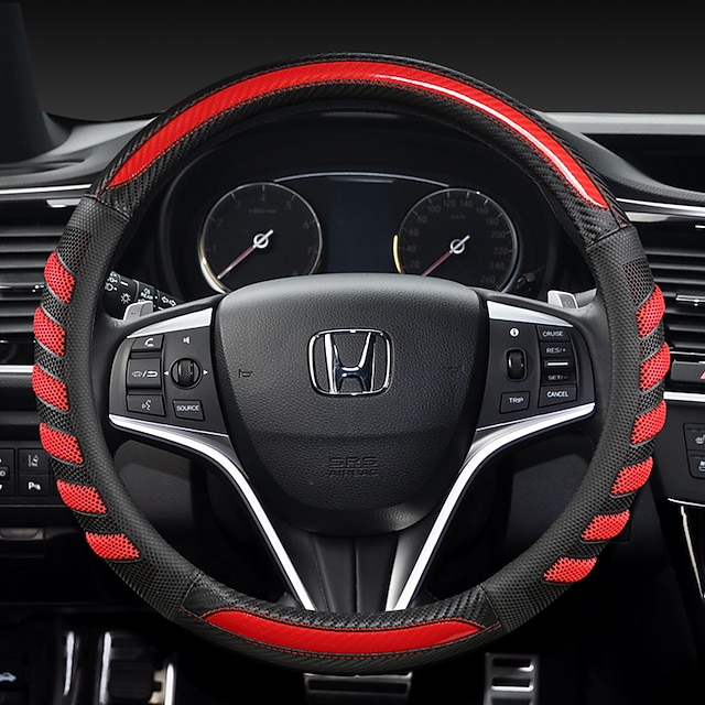 honda mode auto stuurwiel covers pu leer 15 inch ademend anti slip voor universele vier seizoenen auto-accessoires