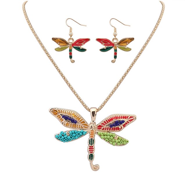  Women's Jewelry Set Dragonfly Cute Resin Earrings Jewelry Gold For Festival
