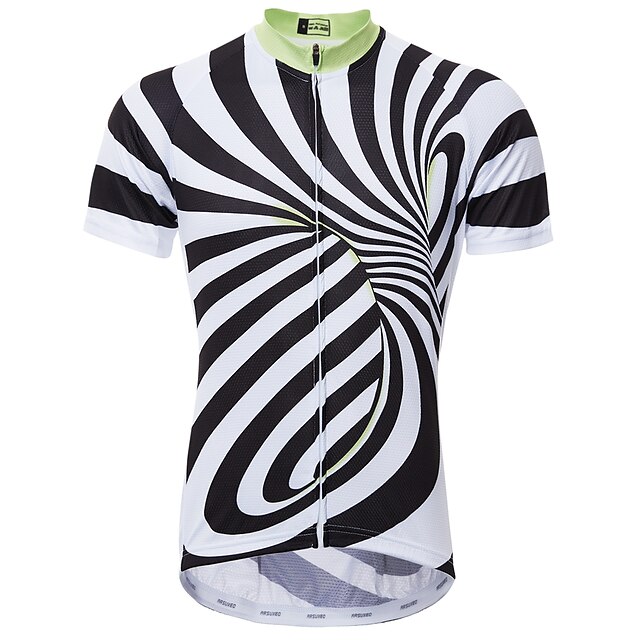  21Grams 3D Men's Short Sleeve Cycling Jersey - Black / White Bike Jersey Top Breathable Quick Dry Moisture Wicking Sports 100% Polyester Mountain Bike MTB Road Bike Cycling Clothing Apparel
