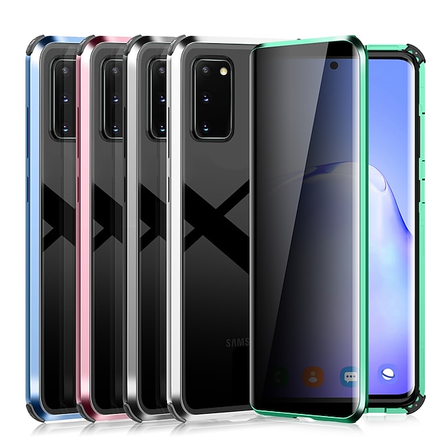  telefon fodral Till Samsung Galaxy S23 S22 S21 S20 Plus Ultra Magnetiskt adsorptionsfodral Dubbelsidig Anti kik Repskydd Genomskinlig Metall Sekretess Härdat glas