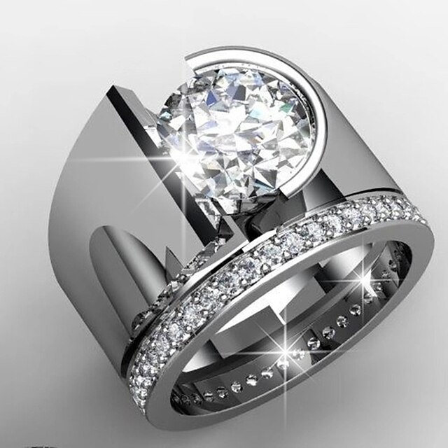 Ring Wedding Silver Platinum Plated Alloy Stylish 1pc AAA Cubic ...