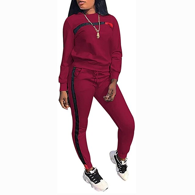 Sports & Outdoors Running, Jogging & Walking | Womens 2 Piece Patchwork Tracksuit Sweatsuit Jogging Suit Street Casual Winter Lo