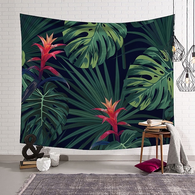  tropisk växt stor gobeläng vägghängande polyester tunn bohemisk kaktus bananbladtryck gobeläng strandhandduksdyna