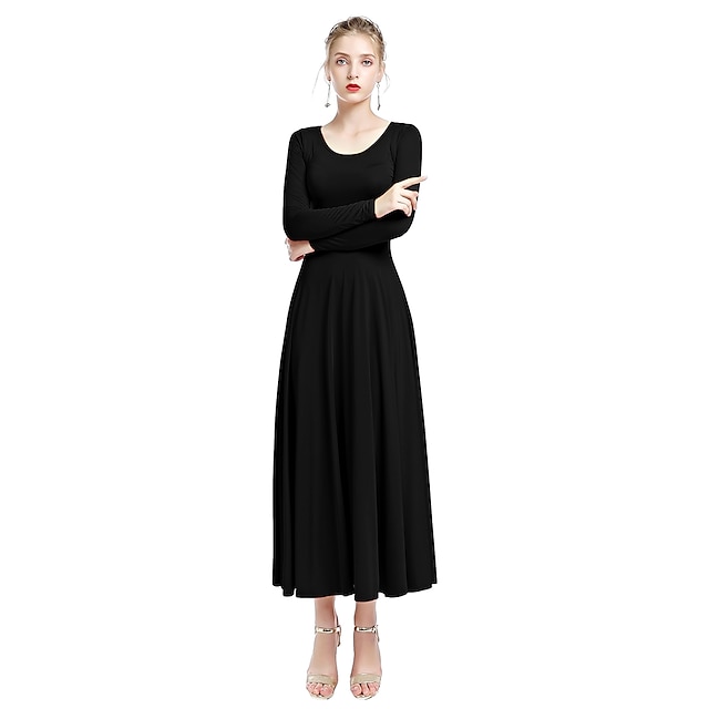  Ballroom Dance Dress Wave-like/Church Dress Women's Daily Wear Long Sleeve Natural Pure Color Terylene