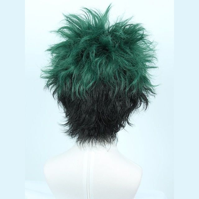 Beauty & Hair Wigs & Hair Pieces | Deku Cosplay Costume Wig Synthetic Wig Loose Curl Wig Short Black / Green MHA Cosplay My Hero