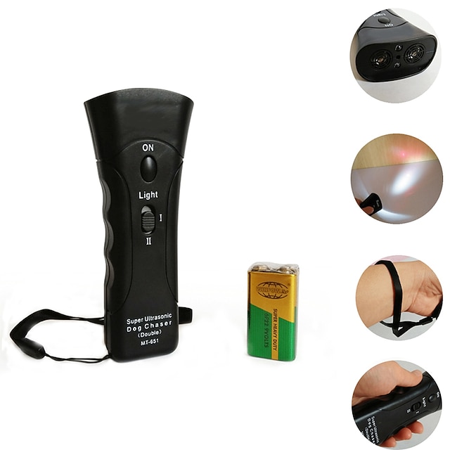 New Ultrasonic Dog Chaser Aggressive Attack Repeller Trainer LED Flashlight training Repeller