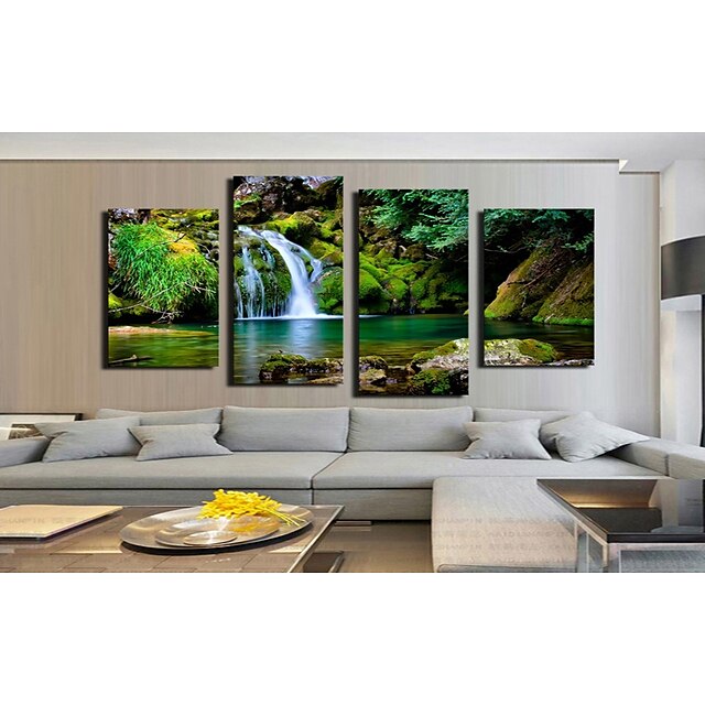  4 Panel Wall Art Canvas Prints Painting Artwork Picture Waterfall Lake Home Decoration Décor Stretched Frame / Rolled