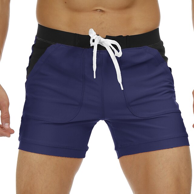  Men's Swim Shorts Swim Trunks Nylon Bottoms Breathable Quick Dry Stretchy Swimming Beach Water Sports Patchwork Summer