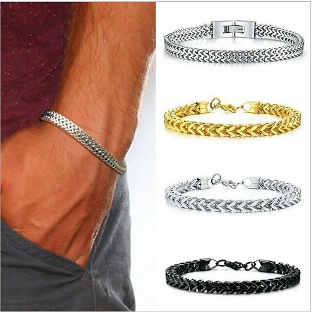  Chain Bracelet Thick Chain Love Simple Trendy Alloy Bracelet Jewelry Black / Silver / Gold For Sport Gift Formal Birthday Festival