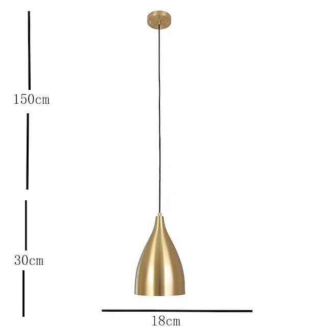 Lights & Lighting Pendant Lights | 18 cm Single Design Pendant Light Metal Brass Modern 220-240V - VR60628