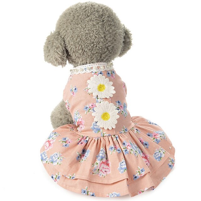  Dog Costume Dress Lace Flower Party Cute Party Casual / Daily Dog Clothes Puppy Clothes Dog Outfits Breathable Pink Gray Costume for Girl and Boy Dog Cotton XS S M L XL
