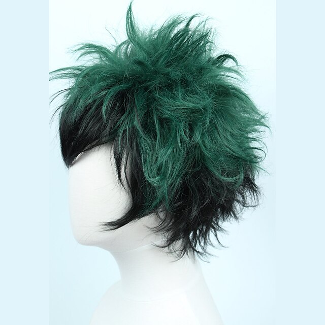 Beauty & Hair Wigs & Hair Pieces | Deku Cosplay Costume Wig Synthetic Wig Loose Curl Wig Short Black / Green MHA Cosplay My Hero