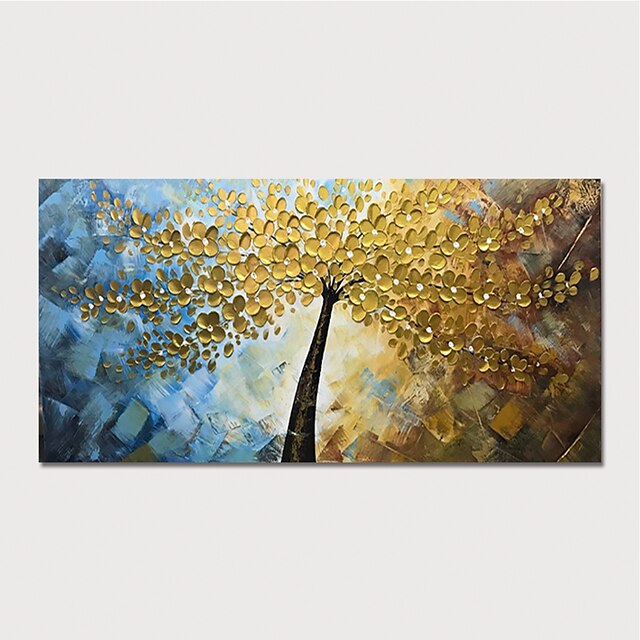 Oil Painting Hand Painted Horizontal Abstract Floral / Botanical Modern Stretched Canvas