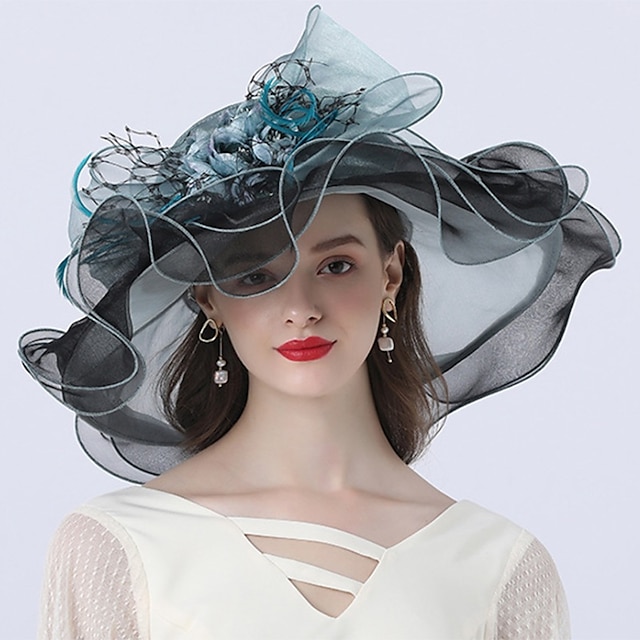  Vintage Style Fashion Tulle / Organza Hats / Headwear with Bowknot / Flower / Trim 1 PC Wedding / Outdoor Headpiece