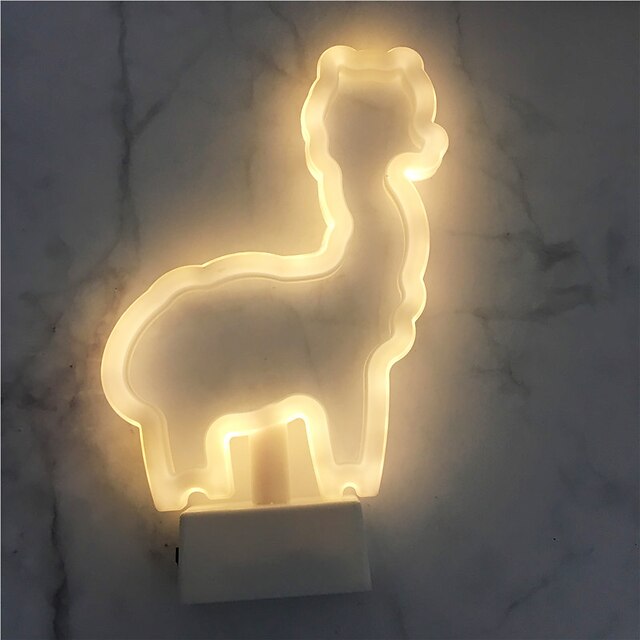  1X 3D Alpaca Modeling Night Lamp Warm White Home Table Decor Lamp Staycation AAA Battery Power For Kids Sleeping Lights Gift Led Lighting (come without battery)