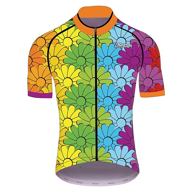  21Grams Men's Women's Cycling Jersey Short Sleeve Bike Jersey Top with 3 Rear Pockets Mountain Bike MTB Road Bike Cycling UV Resistant Breathable Quick Dry Blue+Green Gradient Spandex Polyester Sports