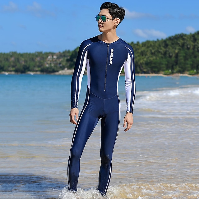 Sports & Outdoors Surfing, Diving & Snorkeling | Mens Rash Guard Dive Skin Suit Full Body Swimwear UPF50+ Front Zip Bathing Suit