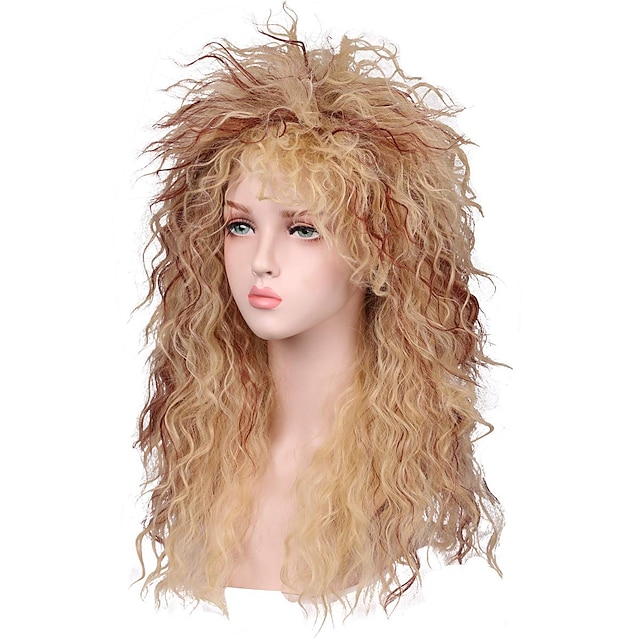  peluca de cosplay peluca sintética rizado rizado suelto peluca asimétrica pelo largo rubio sintético 24 pulgadas mujer rubia de mejor calidad
