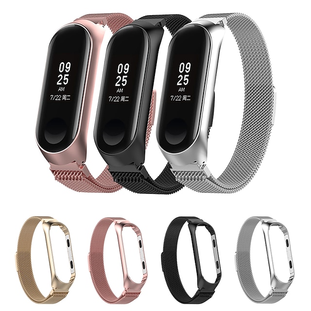  1 pcs Smart Watch Band for Xiaomi Mi Band 3 Xiaomi Mi Band 4 Milanese Loop Stainless Steel Replacement  Wrist Strap