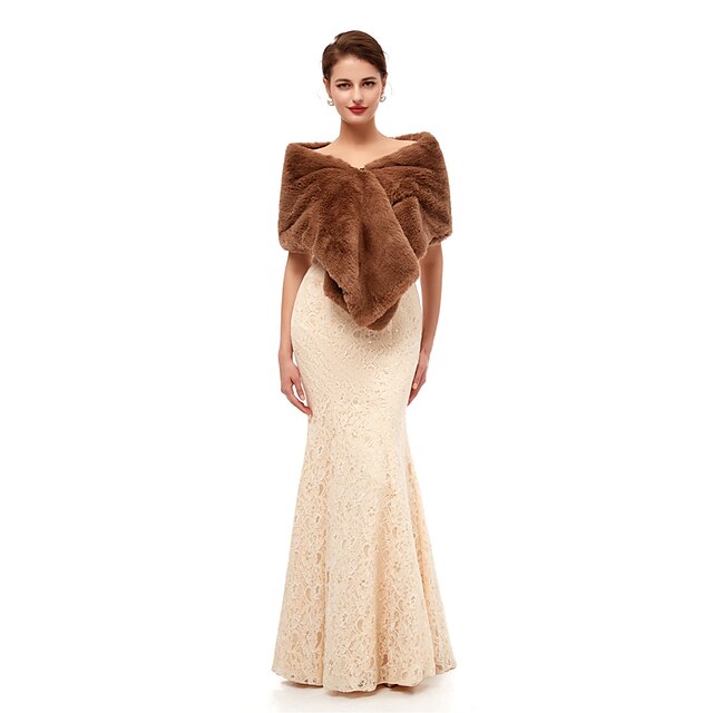  Sleeveless Shawls Faux Fur Wedding Women's Wrap With Pure Color