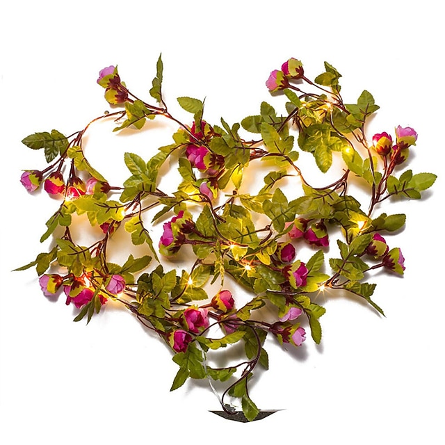 2M Fairy Flower Leaf Garland String Lights, Battery Powered 20 LED
