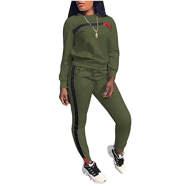 Sports & Outdoors Running, Jogging & Walking | Womens 2 Piece Patchwork Tracksuit Sweatsuit Jogging Suit Street Casual Winter Lo