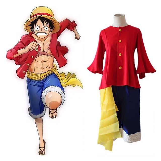  مستوحاة من One Piece Monkey D. Luffy أنيمي أزياء Cosplay ياباني الدعاوى تأثيري N / A(أمريكا الشمالية) بلايز حزام شورت من أجل رجالي نسائي