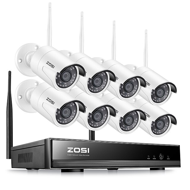  ZOSI H.265 1080P Wireless CCTV System HDD 2MP 8CH Powerful NVR IP IR-CUT CCTV Camera IP Security System Surveillance Kits Day and Nightvision Waterproof Remote Viewing