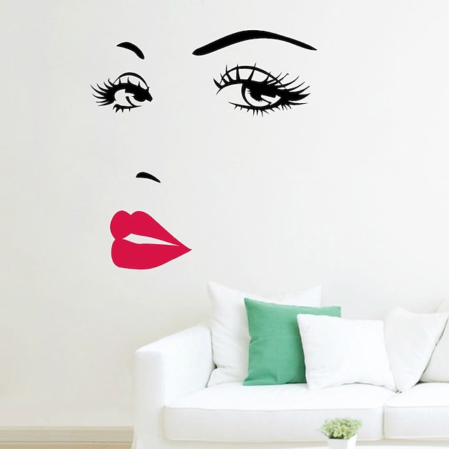 Home & Garden Home Decor | Sexy Red Lips Face Eyes Red Lip Home Decoration Wall Decal Wall Stickers 57*70cm For Living Room Bedr