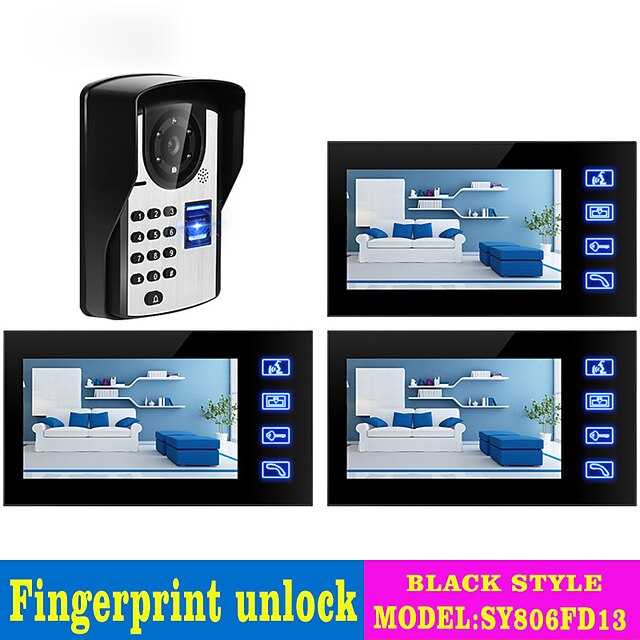  Wired 7 Inch Hands-free 800*480 Pixel One To Three Video Doorphone