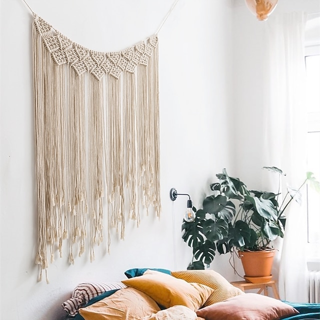 Home & Garden Home Decor | Hand Woven Macrame Wall Tapestry Bohemian Boho Art Decor Hanging Wedding Backdrop Home Bedroom Living