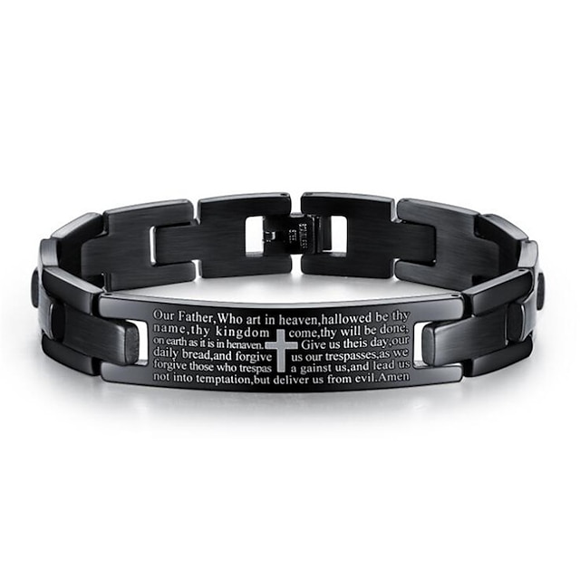  Men's Chain Bracelet Classic Cross Stylish Titanium Steel Bracelet Jewelry Black For Gift Festival