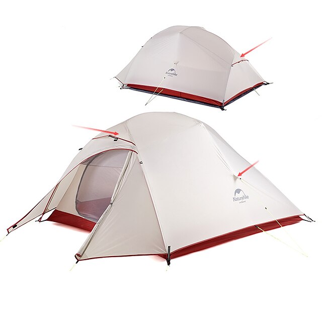  Naturwanderung 3 Personen Camping Zelt Zelte für Rucksackreisen Außen Wasserdicht Tragbar UV-Schutz Doppellagig Camping Zelt >3000 mm für Jagd Angeln Strand Polyester Aluminium