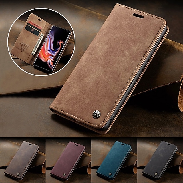 CaseMe Magnetic Flip Wallet Phone Case Retro Stand for Samsung Galaxy S22 Ultra S21 Plus S20 Ultra A73 A53 A33 A72 A52 Protective Retro Style Leather Durable Protective Case