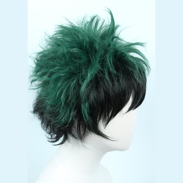 Beauty & Hair Wigs & Hair Pieces | Deku Cosplay Costume Wig Synthetic Wig Loose Curl Wig Short Black / Green MHA Cosplay My Hero