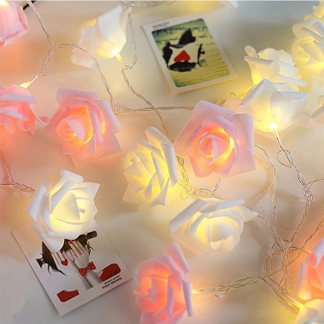  Girlande Kunstblume Rose Lichterkette Blumenstrauß Lichterkette für Hochzeit Valentinstag Dekoration 1m 10leds
