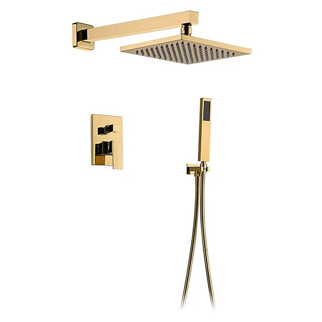  Shower Faucet - Brass Rain Shower Head Bathroom Shower System Wall Mount Gold Bathtub Mixer Tap