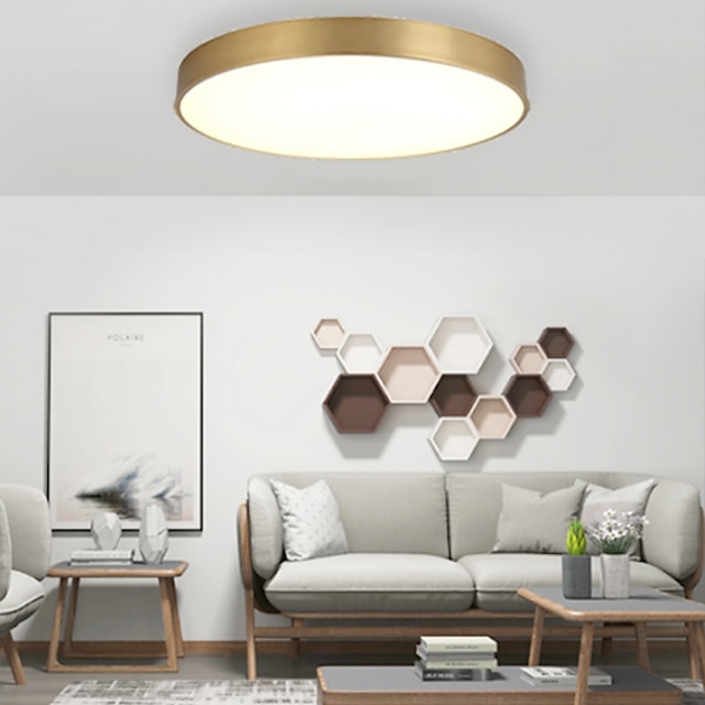  40cm LED Ceiling Light Basic Style Nordic Gold Flush Mount Lights Modern Brass Metal 110-120V 220-240V