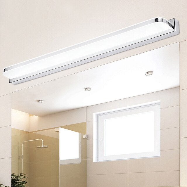  lampada frontale a specchio con luce di cortesia a led faro a specchio in acciaio inossidabile 28,3 pollici 16w lampada da trucco a led per bagno in acrilico semplice a prova di umidità
