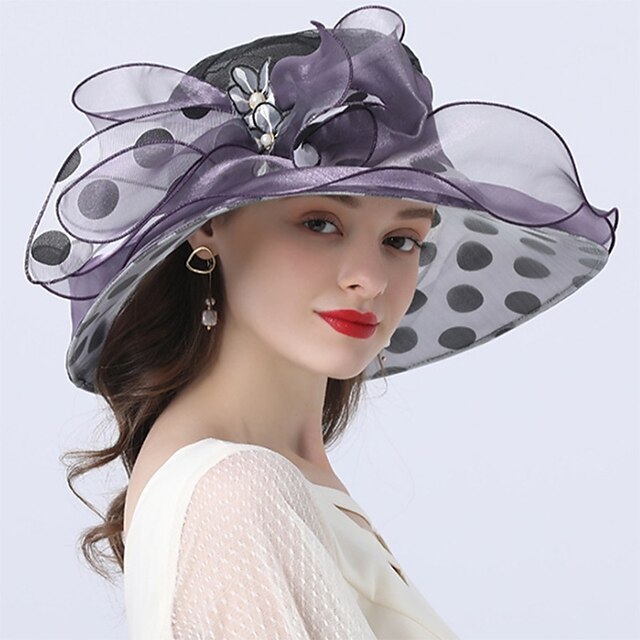 Hats Headwear Tulle Organza Bucket Hat Straw Hat Sun Hat Wedding ...