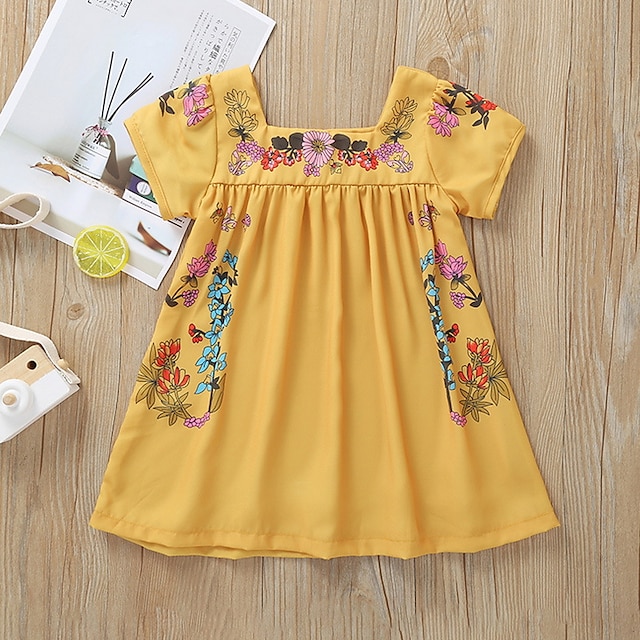  Girls' Short Sleeve Floral 3D Printed Graphic Dresses Dress Kids