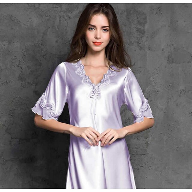 Womens Clothing Womens Sleep & Lounge | Womens Gift Pajamas Nightgown Home Christmas Party Daily Vintage Style Pure Color Satin 