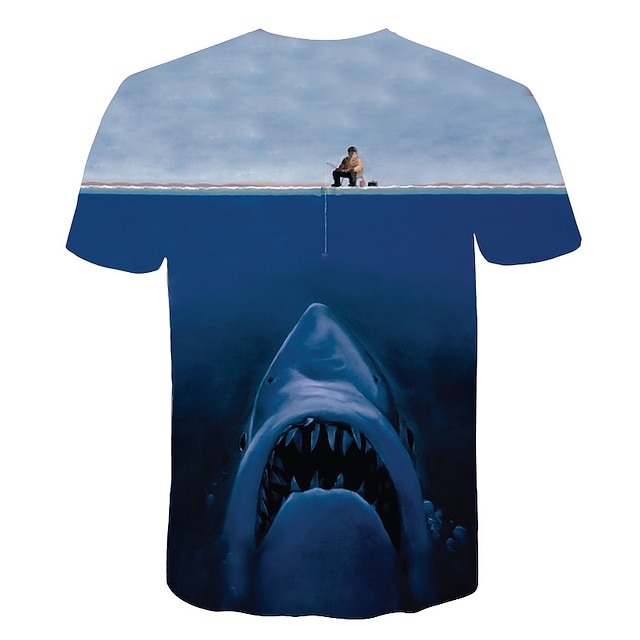 

Kids Boys' T shirt Tee Short Sleeve Blue The Little Mermaid 3D Print Color Block 3D Animal Print Basic Streetwear / Summer