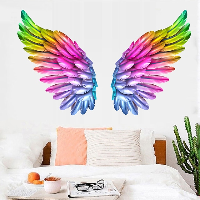  Creative Angel Wings Wall Stickers Ins Bedroom Wall Decoration Room Layout Self-adhesive Removable Wallpaper Room Decoration 58*38cm