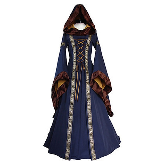  Outlander Cosplay Retro Medieval Cocktail Dress Vintage Dress Dress Cosplay Costume Hoodie Prom Dress Women's Costume Dark Navy Vintage Cosplay Party Halloween Festival