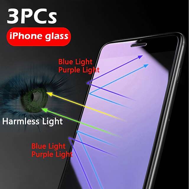  3PCs Hd Eye Protection Against Blue Violet Light Iphone X/XS/XR/XS Max/11/11Pro/11Pro Max Cell Phone Screen Protection Toughened Film